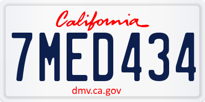 CA license plate 7MED434