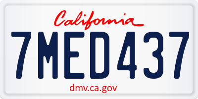 CA license plate 7MED437