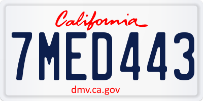 CA license plate 7MED443