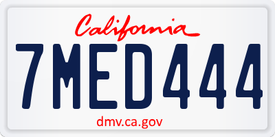 CA license plate 7MED444