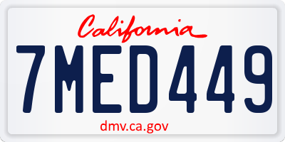 CA license plate 7MED449