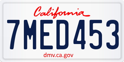 CA license plate 7MED453