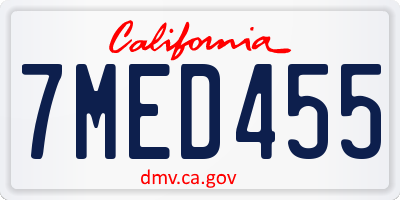 CA license plate 7MED455