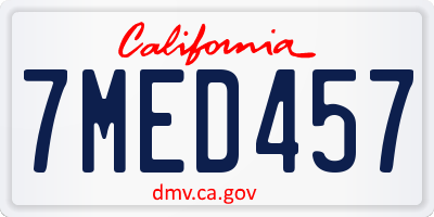 CA license plate 7MED457