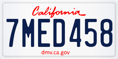 CA license plate 7MED458