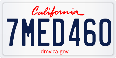 CA license plate 7MED460