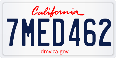 CA license plate 7MED462