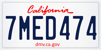 CA license plate 7MED474