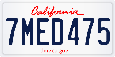 CA license plate 7MED475