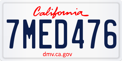 CA license plate 7MED476