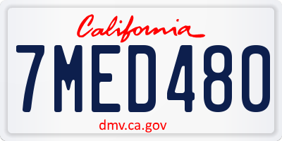 CA license plate 7MED480