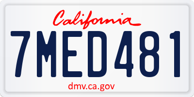 CA license plate 7MED481