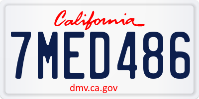 CA license plate 7MED486