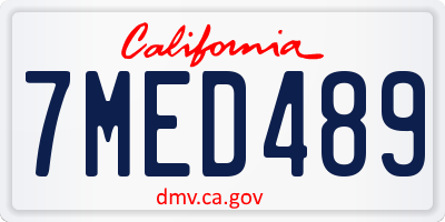 CA license plate 7MED489
