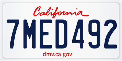 CA license plate 7MED492
