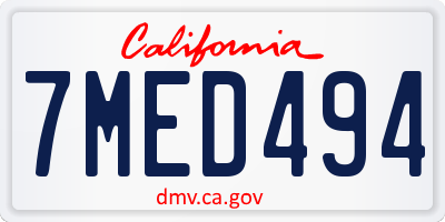 CA license plate 7MED494