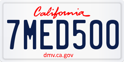 CA license plate 7MED500