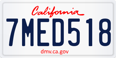 CA license plate 7MED518