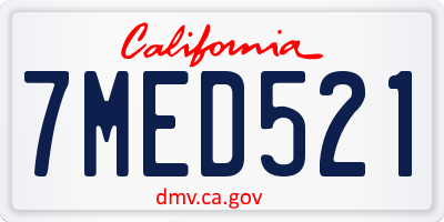 CA license plate 7MED521