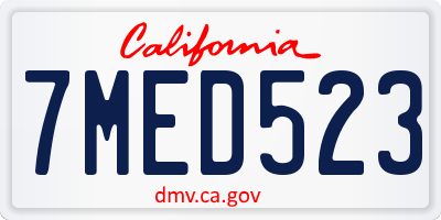 CA license plate 7MED523