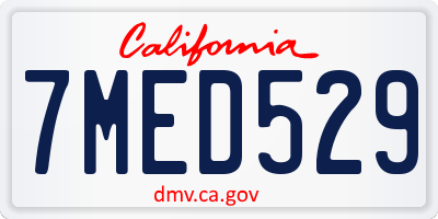 CA license plate 7MED529