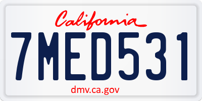 CA license plate 7MED531