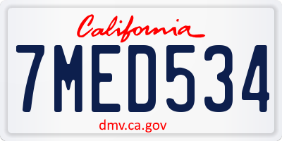 CA license plate 7MED534
