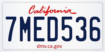 CA license plate 7MED536