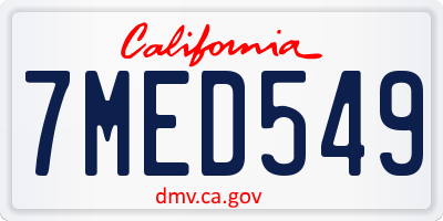 CA license plate 7MED549