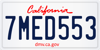 CA license plate 7MED553
