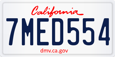 CA license plate 7MED554