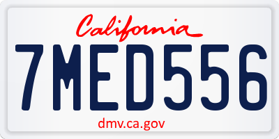 CA license plate 7MED556