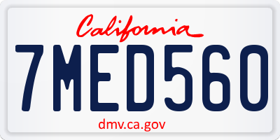CA license plate 7MED560