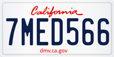 CA license plate 7MED566