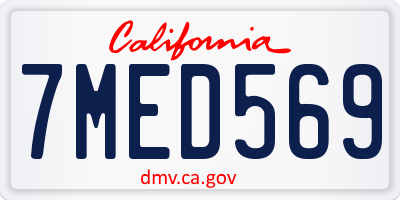 CA license plate 7MED569