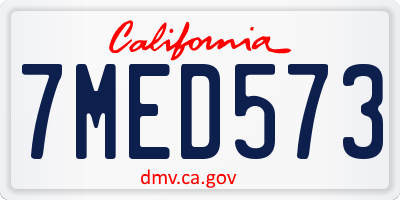 CA license plate 7MED573