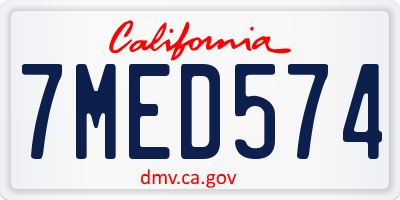 CA license plate 7MED574
