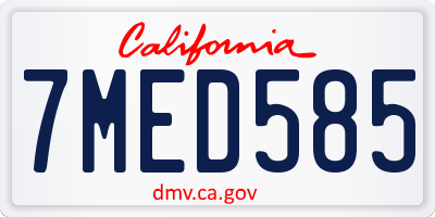 CA license plate 7MED585