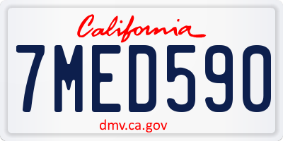 CA license plate 7MED590