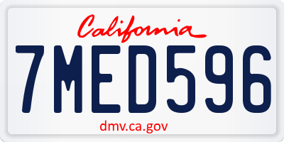 CA license plate 7MED596