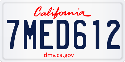 CA license plate 7MED612