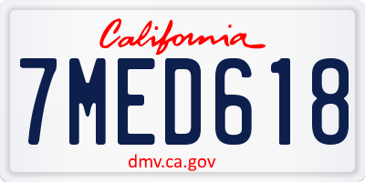 CA license plate 7MED618