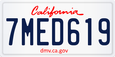 CA license plate 7MED619