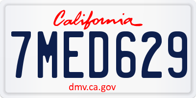 CA license plate 7MED629