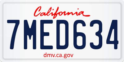 CA license plate 7MED634