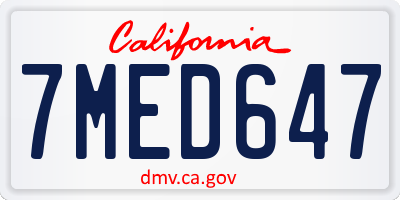 CA license plate 7MED647