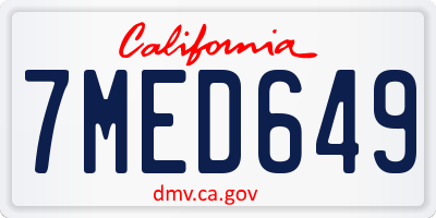 CA license plate 7MED649