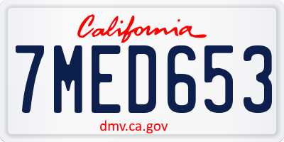 CA license plate 7MED653