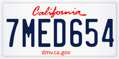 CA license plate 7MED654