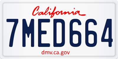 CA license plate 7MED664